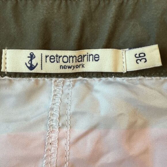 Retromarine Men's Double Color Block Swim Trunk Board Shorts Olive White Size 36 - Picture 3 of 8